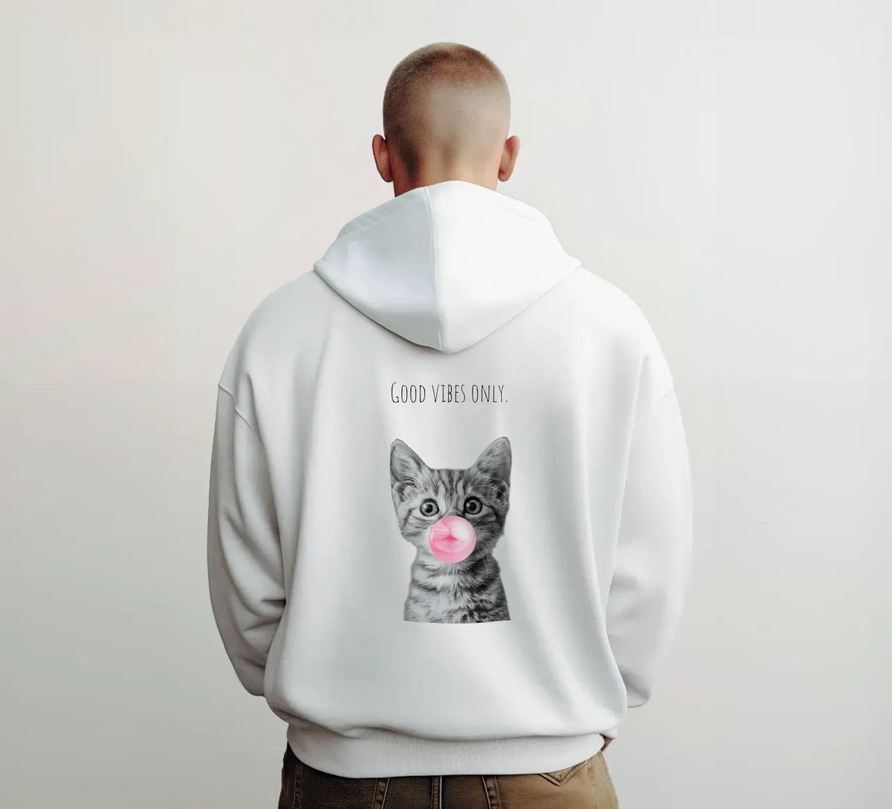 Cool cat - Good Vibes Only - rosa felpa con cappuccio da Melanie Viola