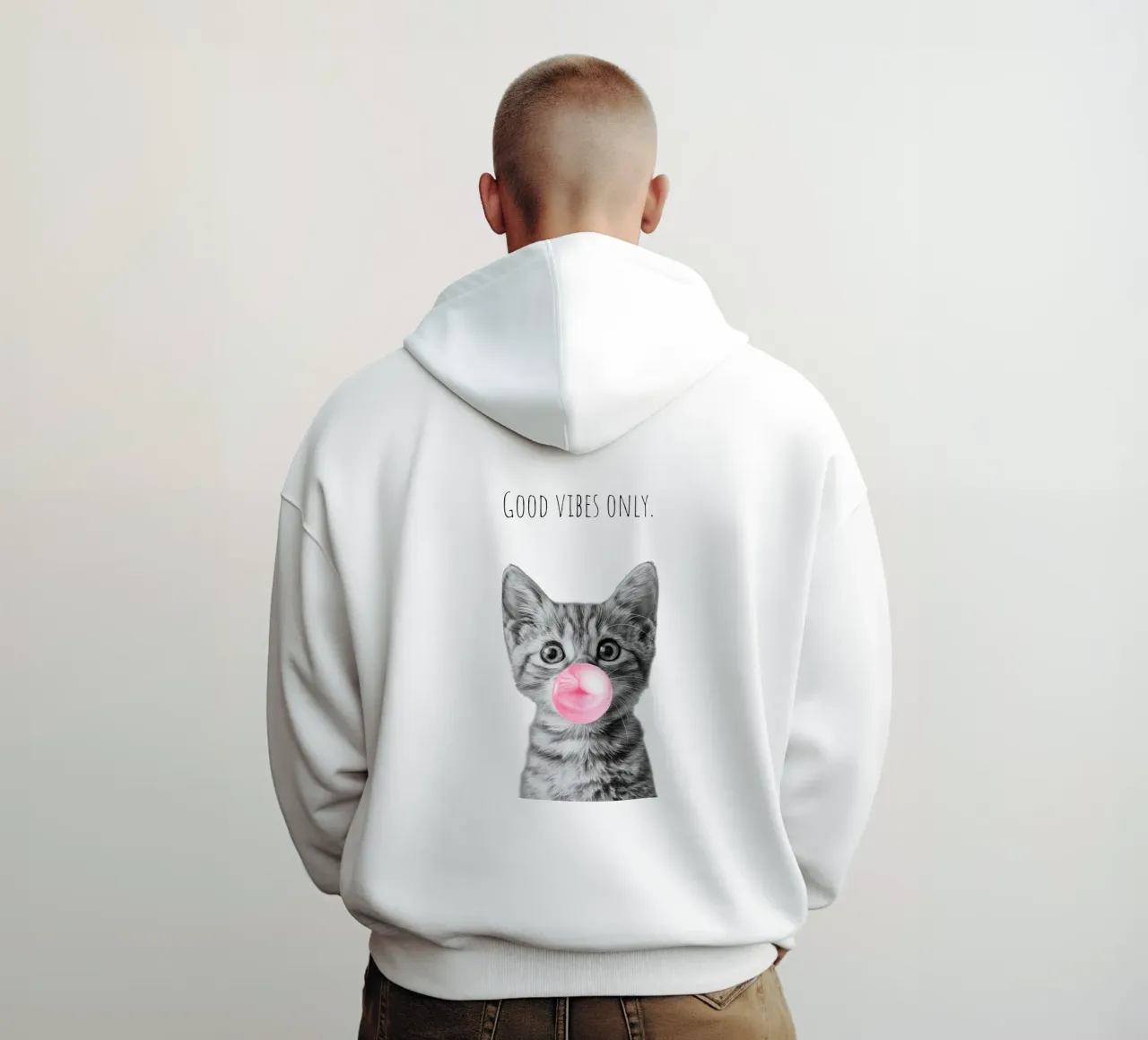 Cool cat - Good Vibes Only - rosa felpa con cappuccio da Melanie Viola