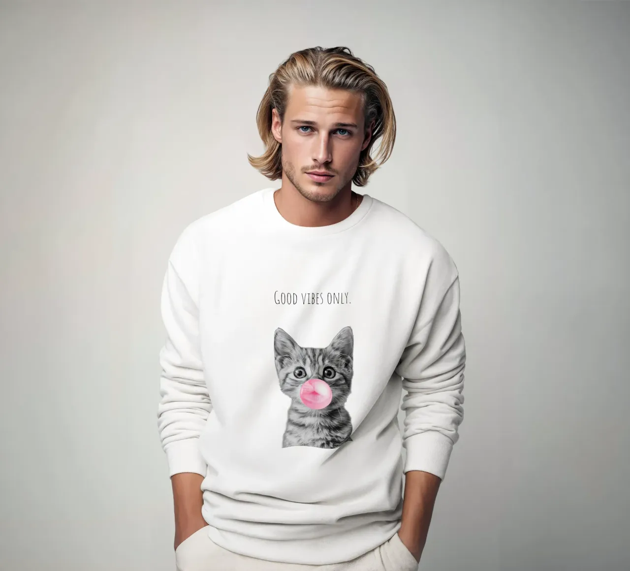 Cool cat - Good Vibes Only - rosa felpa da Melanie Viola