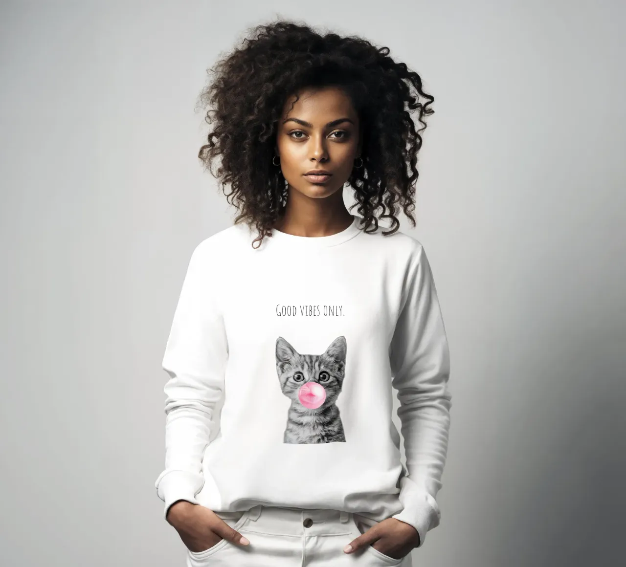 Cool cat - Good Vibes Only - rosa felpa da Melanie Viola