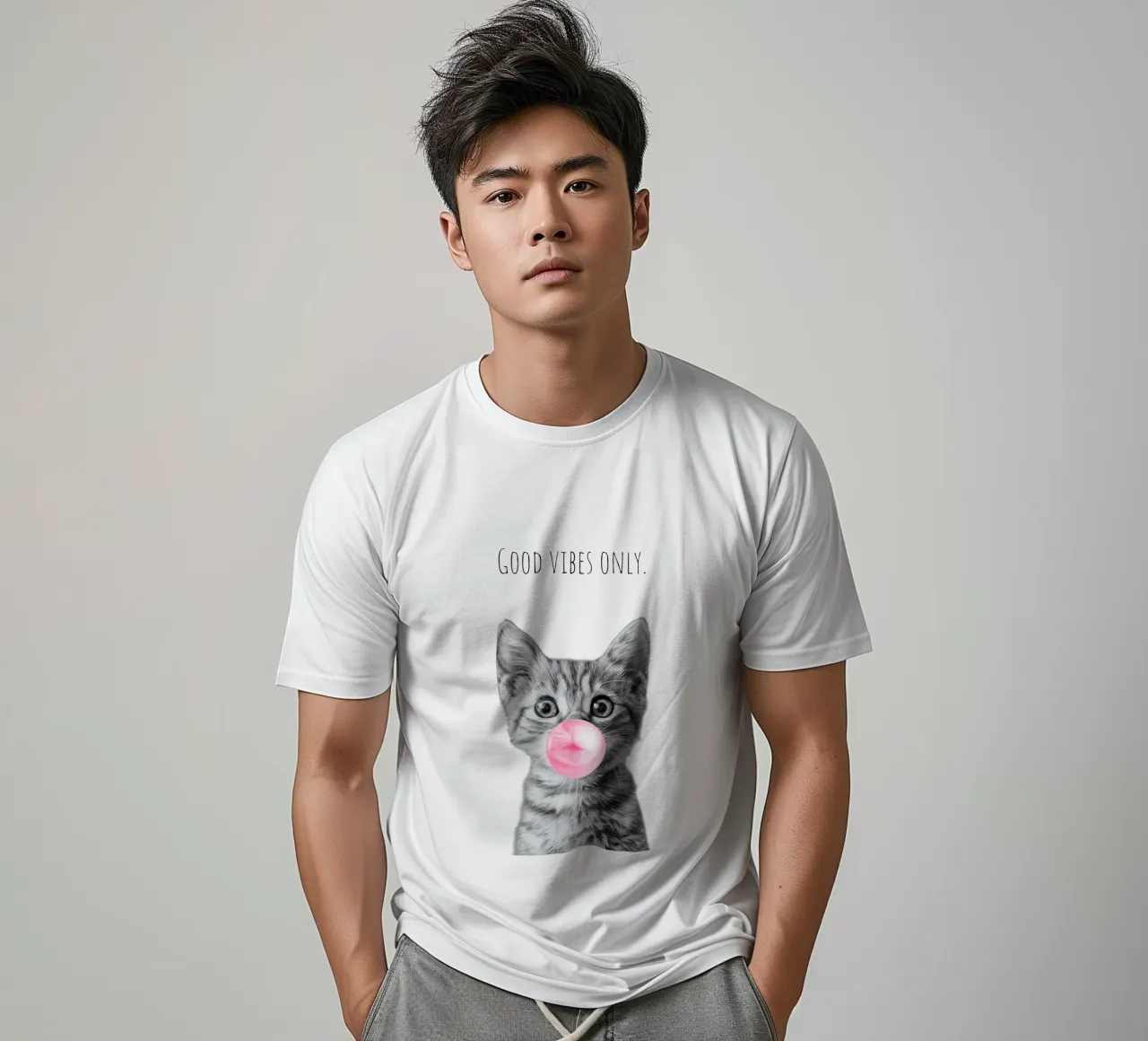 Cool cat - Good Vibes Only - rosa t-shirt da Melanie Viola