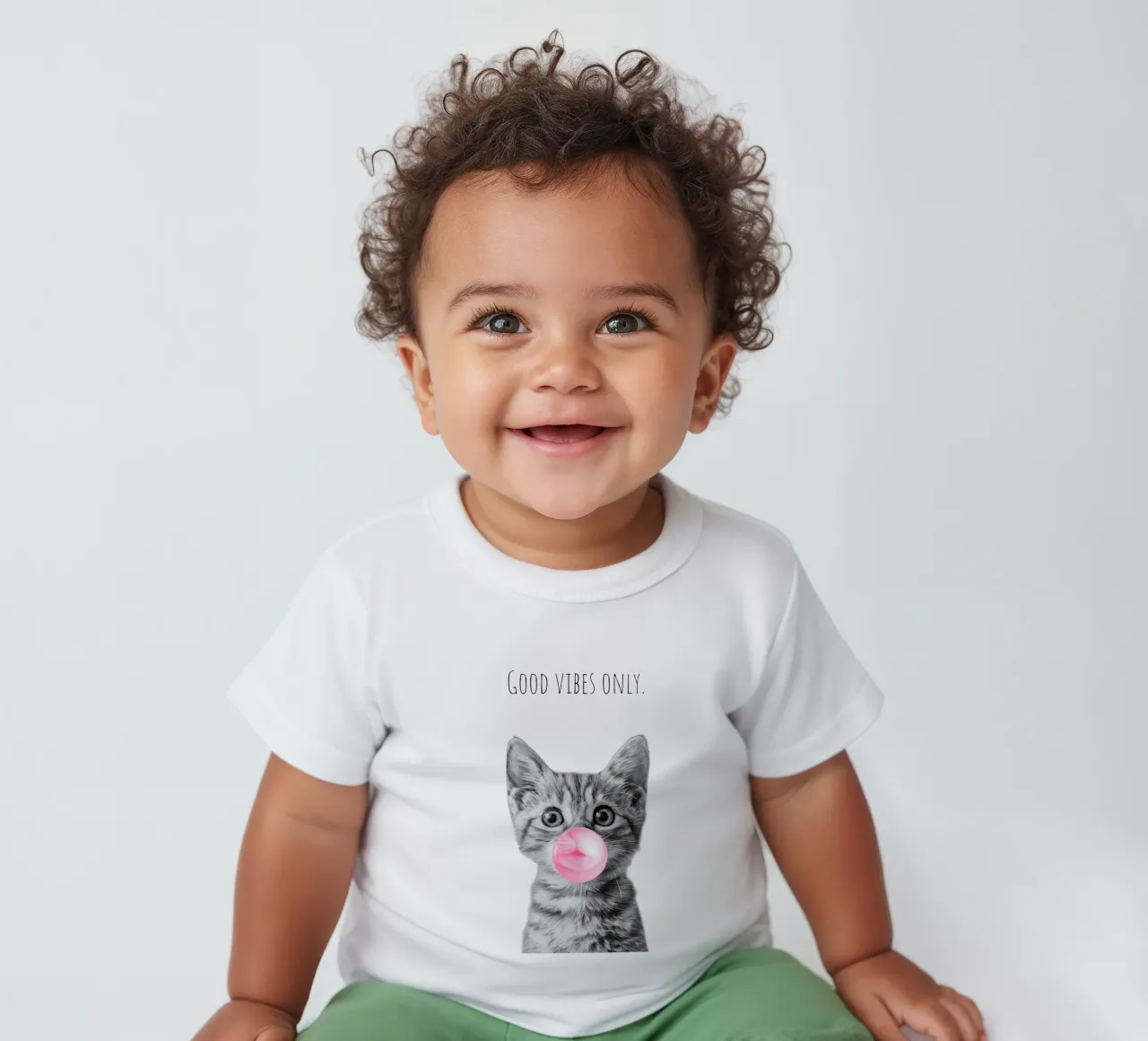 Cool cat - Good Vibes Only - rosa maglietta neonato da Melanie Viola