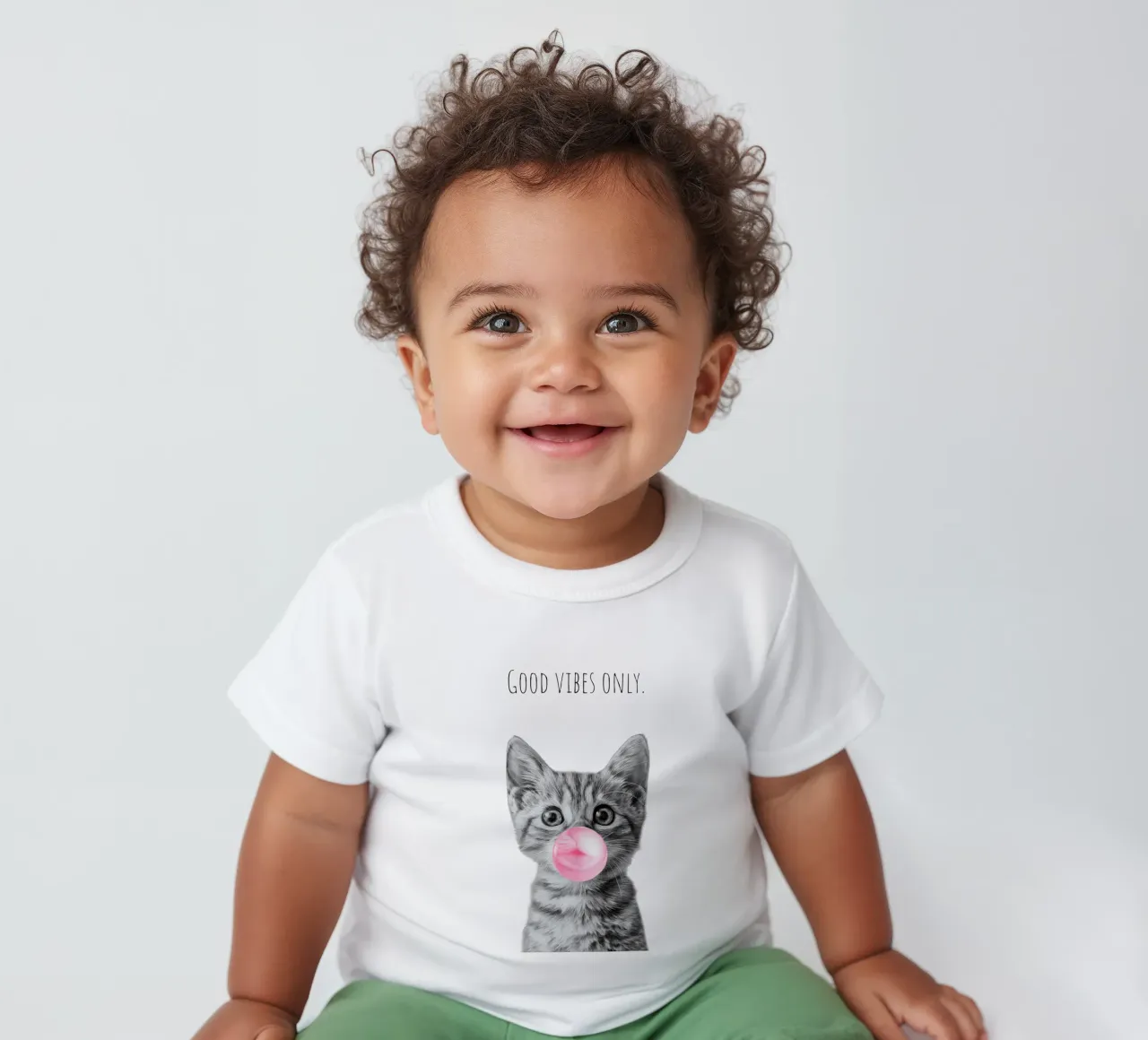 Cool cat - Good Vibes Only - rosa maglietta neonato da Melanie Viola