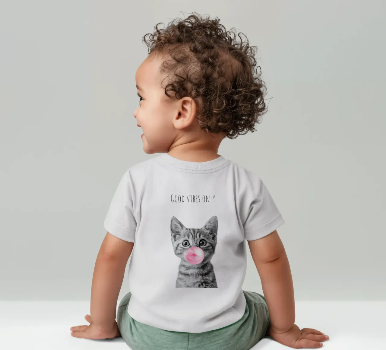 Cool cat - Good Vibes Only - rosa maglietta neonato da Melanie Viola