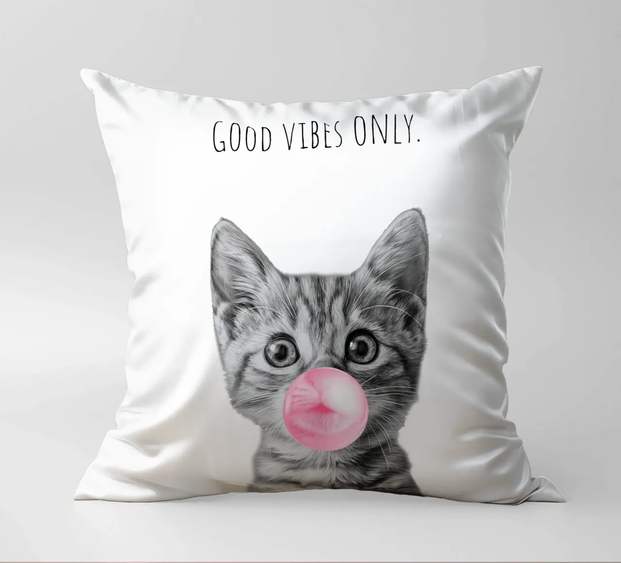 Cool cat - Good Vibes Only - rosa cuscino da Melanie Viola