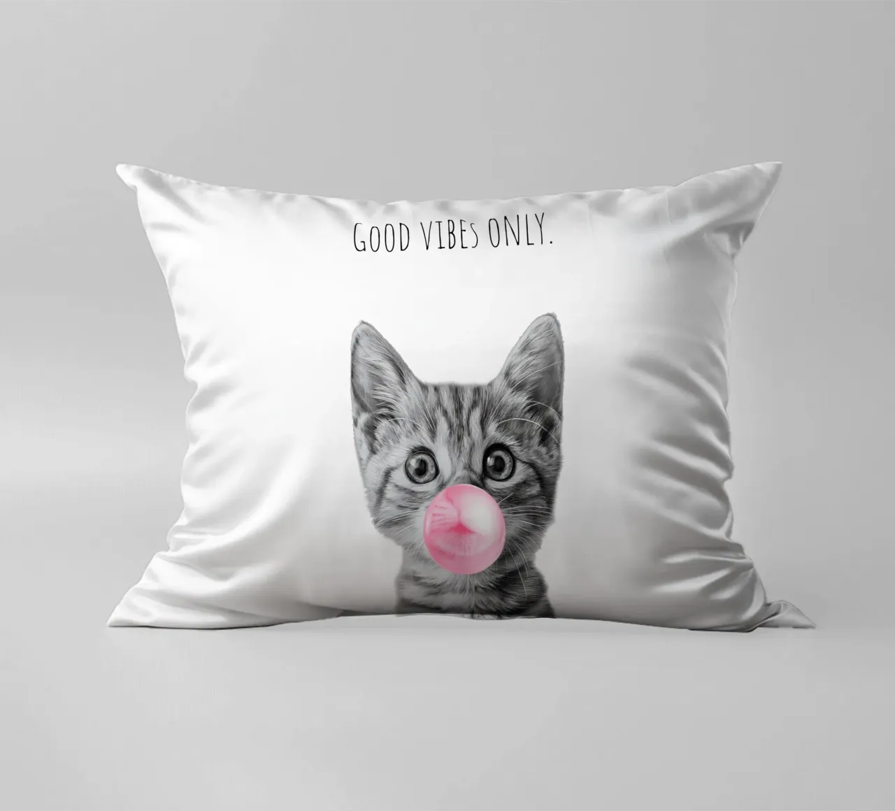 Cool cat - Good Vibes Only - rosa cuscino da Melanie Viola