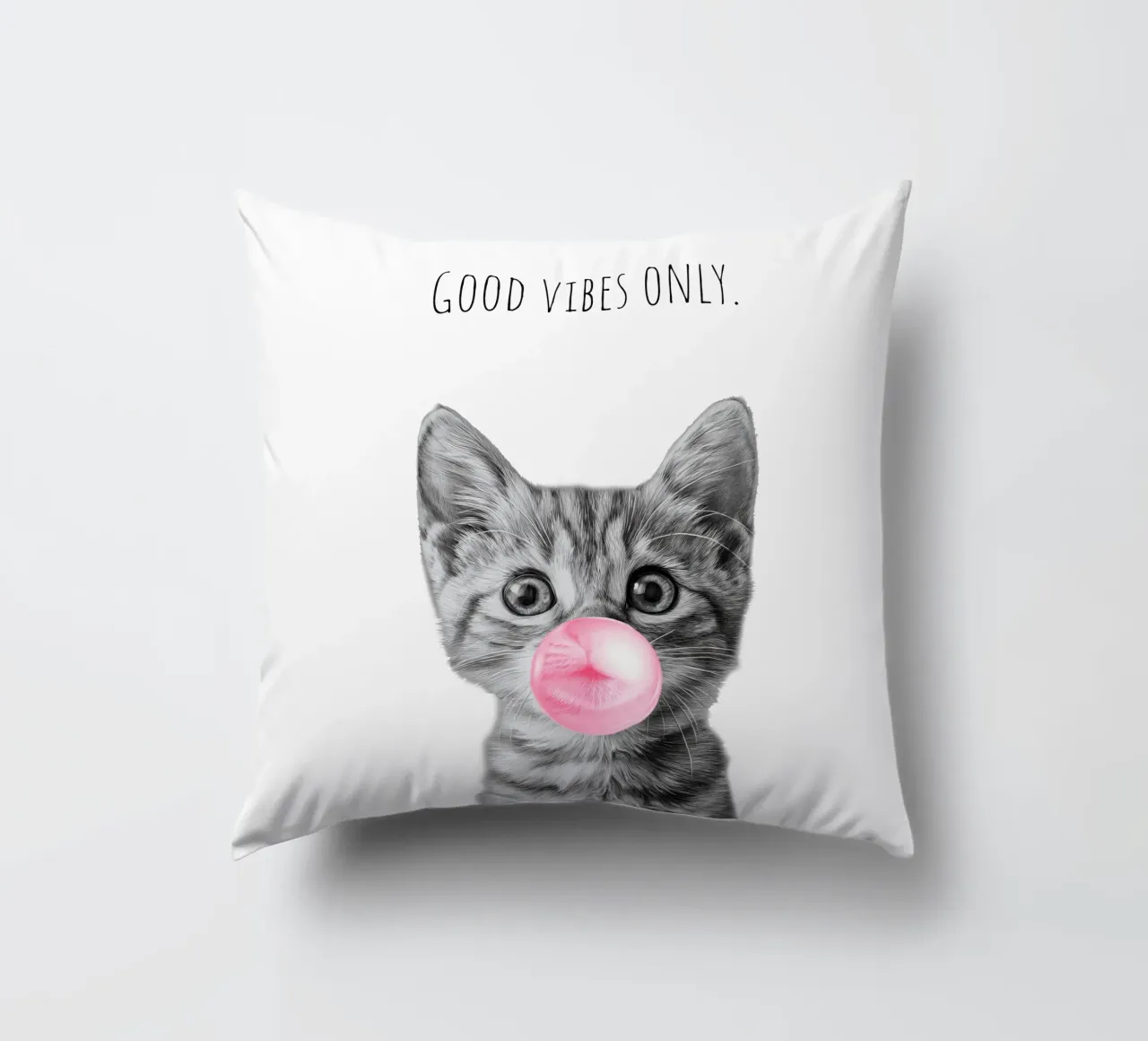 Cool cat - Good Vibes Only - rosa cuscino da Melanie Viola
