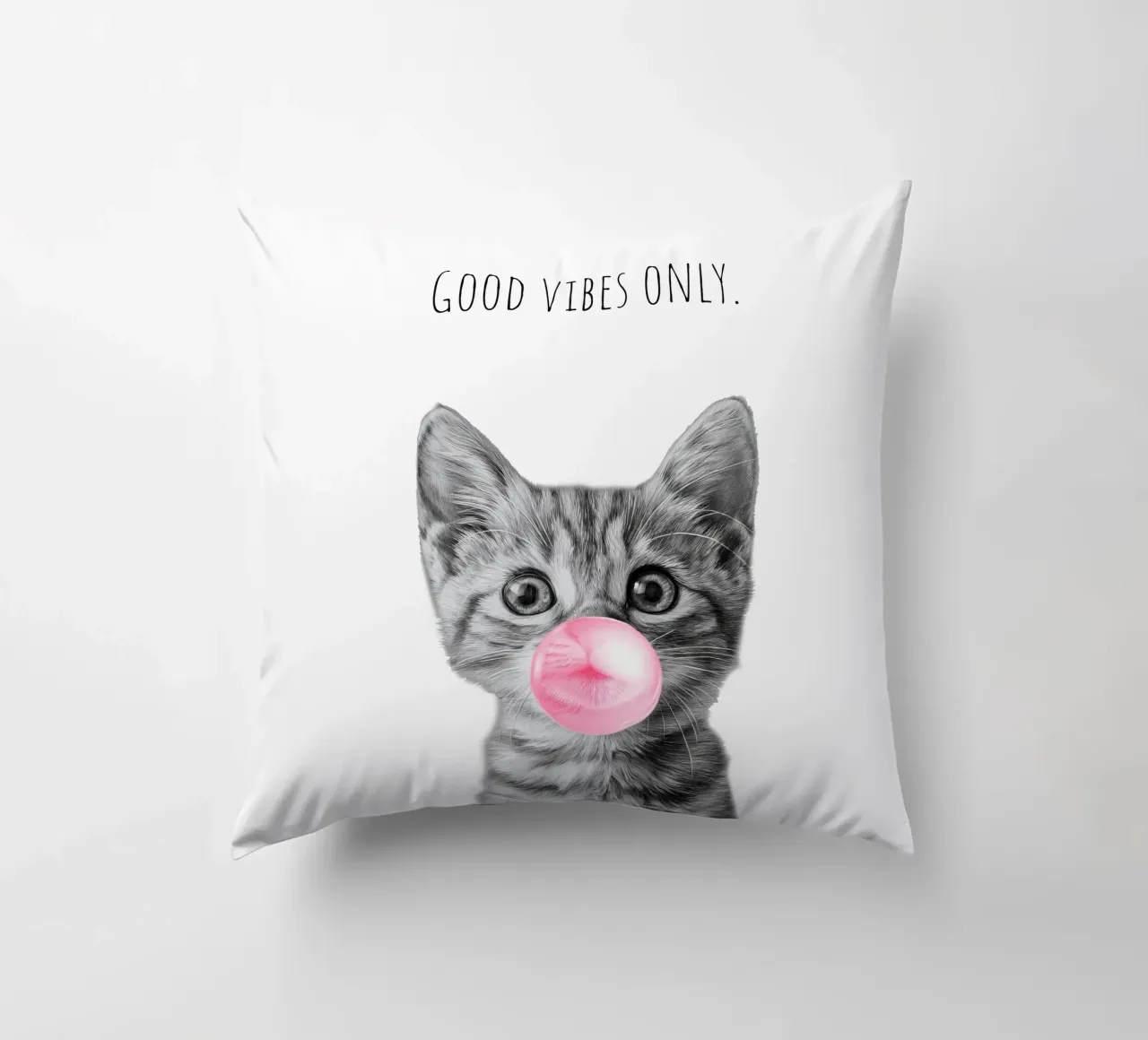 Cool cat - Good Vibes Only - rosa cuscino da Melanie Viola