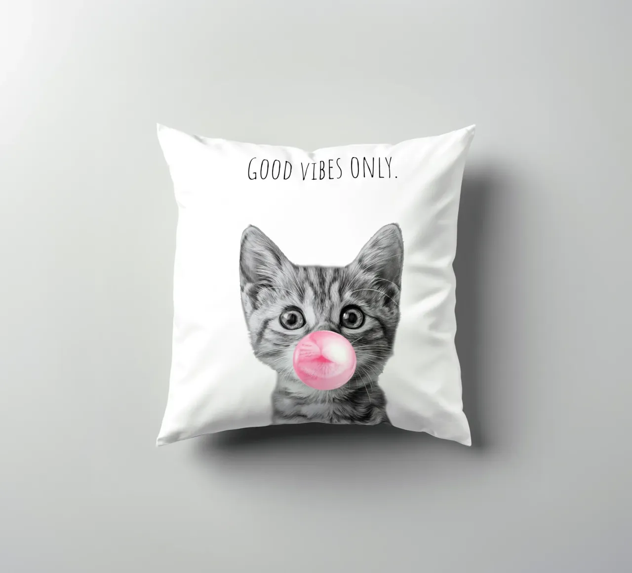 Cool cat - Good Vibes Only - rosa cuscino da Melanie Viola