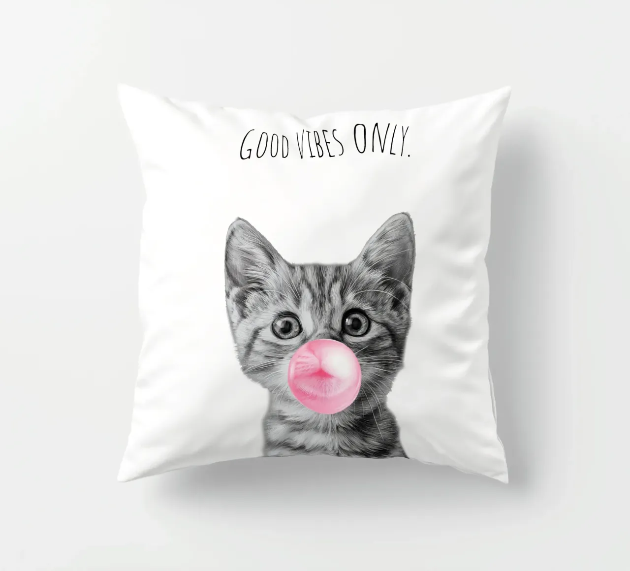 Cool cat - Good Vibes Only - rosa cuscino da Melanie Viola