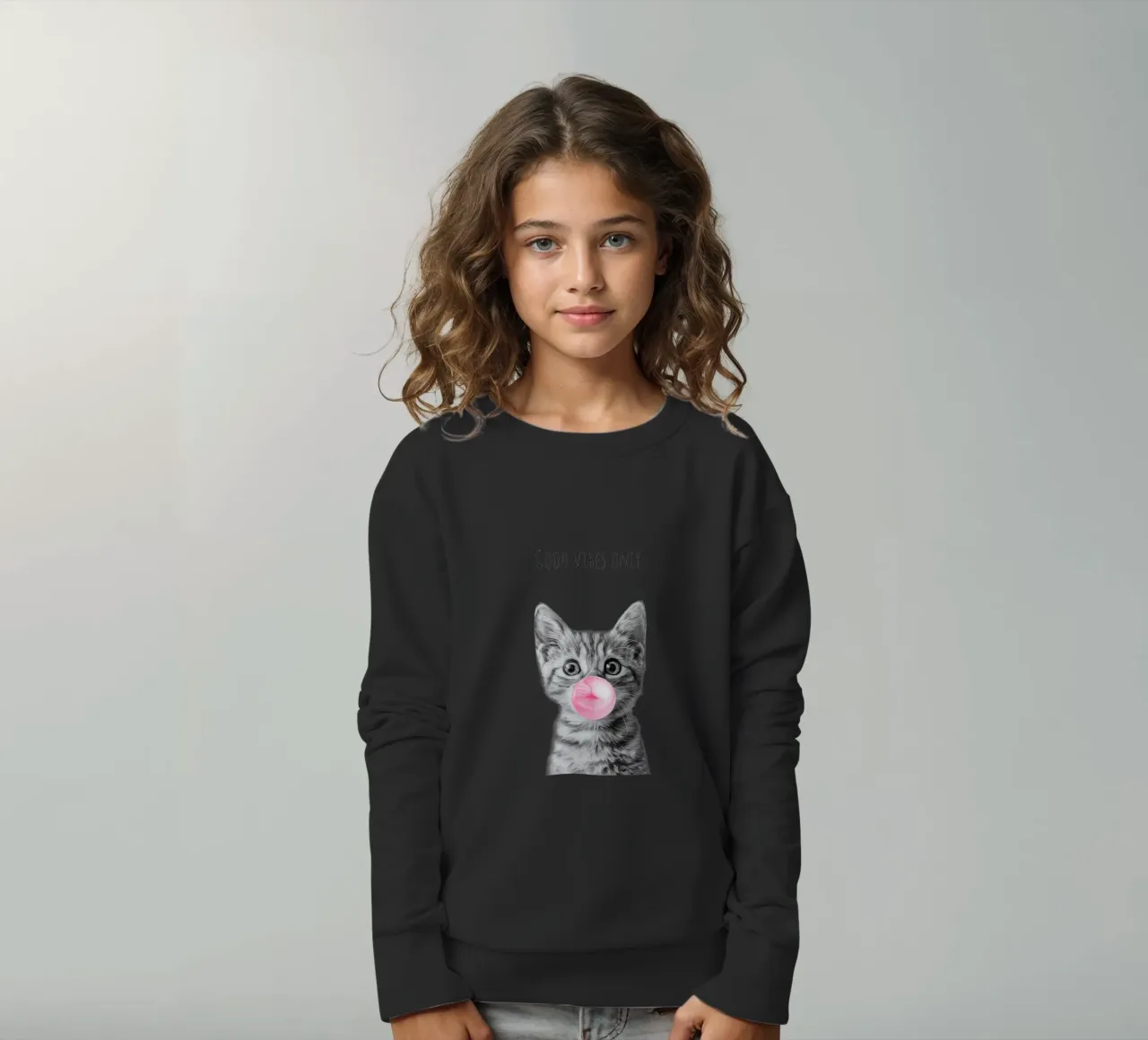 Cool cat - Good Vibes Only - rosa felpa bambino da Melanie Viola