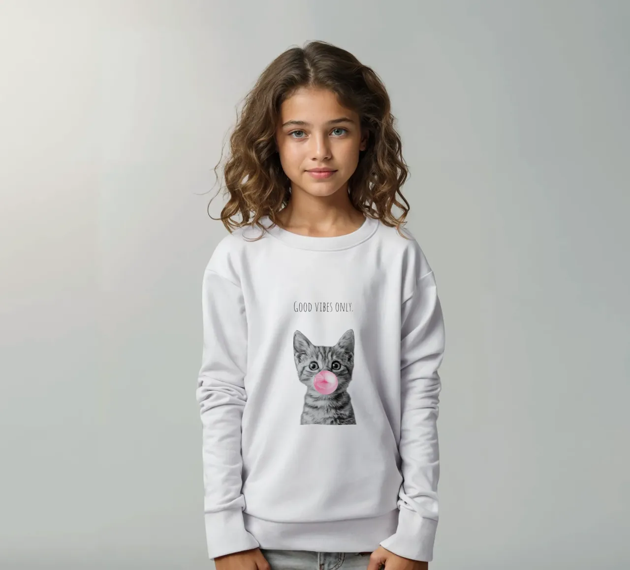 Cool cat - Good Vibes Only - rosa felpa bambino da Melanie Viola