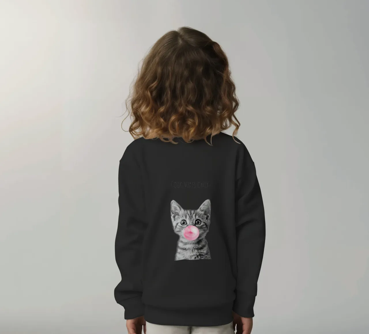 Cool cat - Good Vibes Only - rosa felpa bambino da Melanie Viola