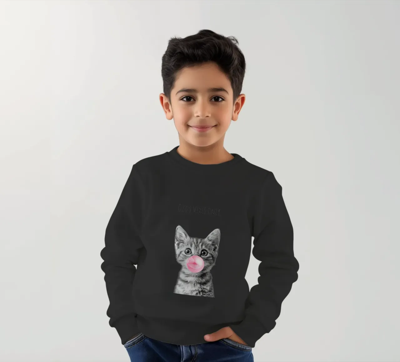 Cool cat - Good Vibes Only - rosa felpa bambino da Melanie Viola