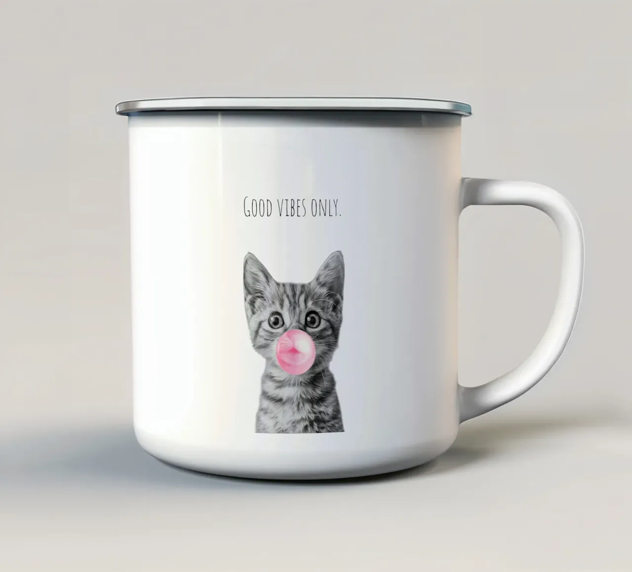 Cool cat - Good Vibes Only - rosa tazza in smalto da Melanie Viola
