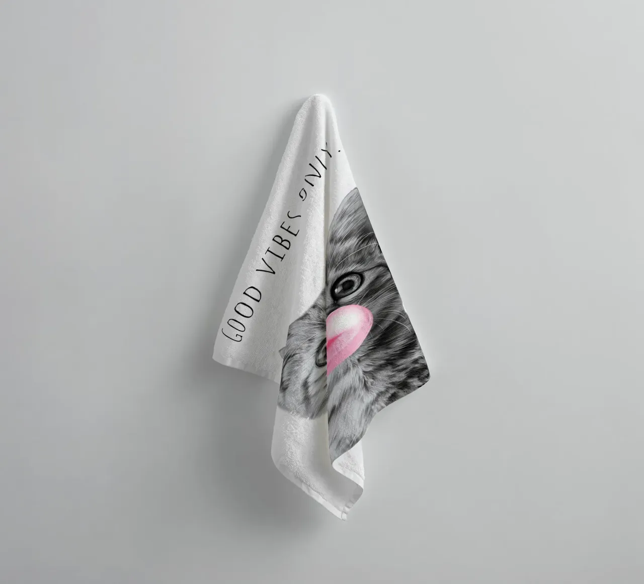 Cool cat - Good Vibes Only - rosa asciugamano da bagno da Melanie Viola