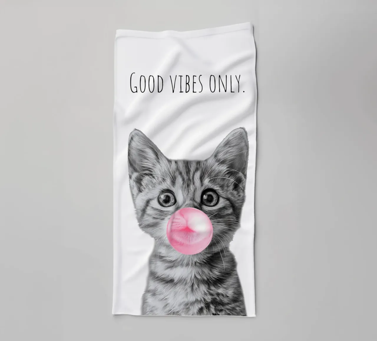 Cool cat - Good Vibes Only - rosa asciugamano da bagno da Melanie Viola