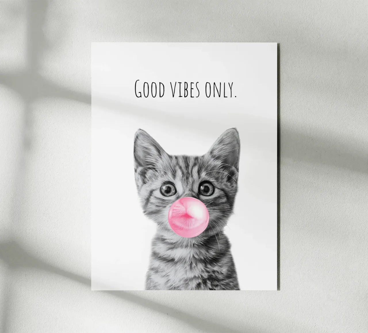 Cool cat - Good Vibes Only - rosa alluminio dibond da Melanie Viola