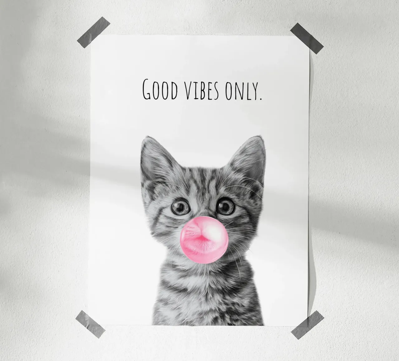 Cool cat - Good Vibes Only - rosa carta hahnemühle da Melanie Viola