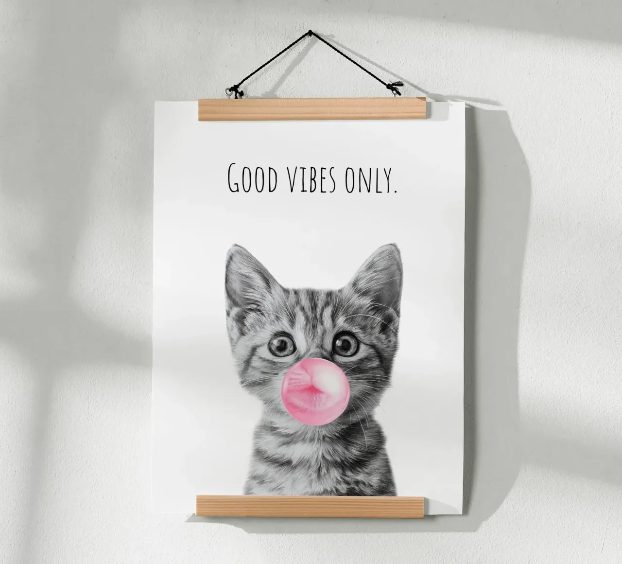 Cool cat - Good Vibes Only - rosa carta hahnemühle da Melanie Viola
