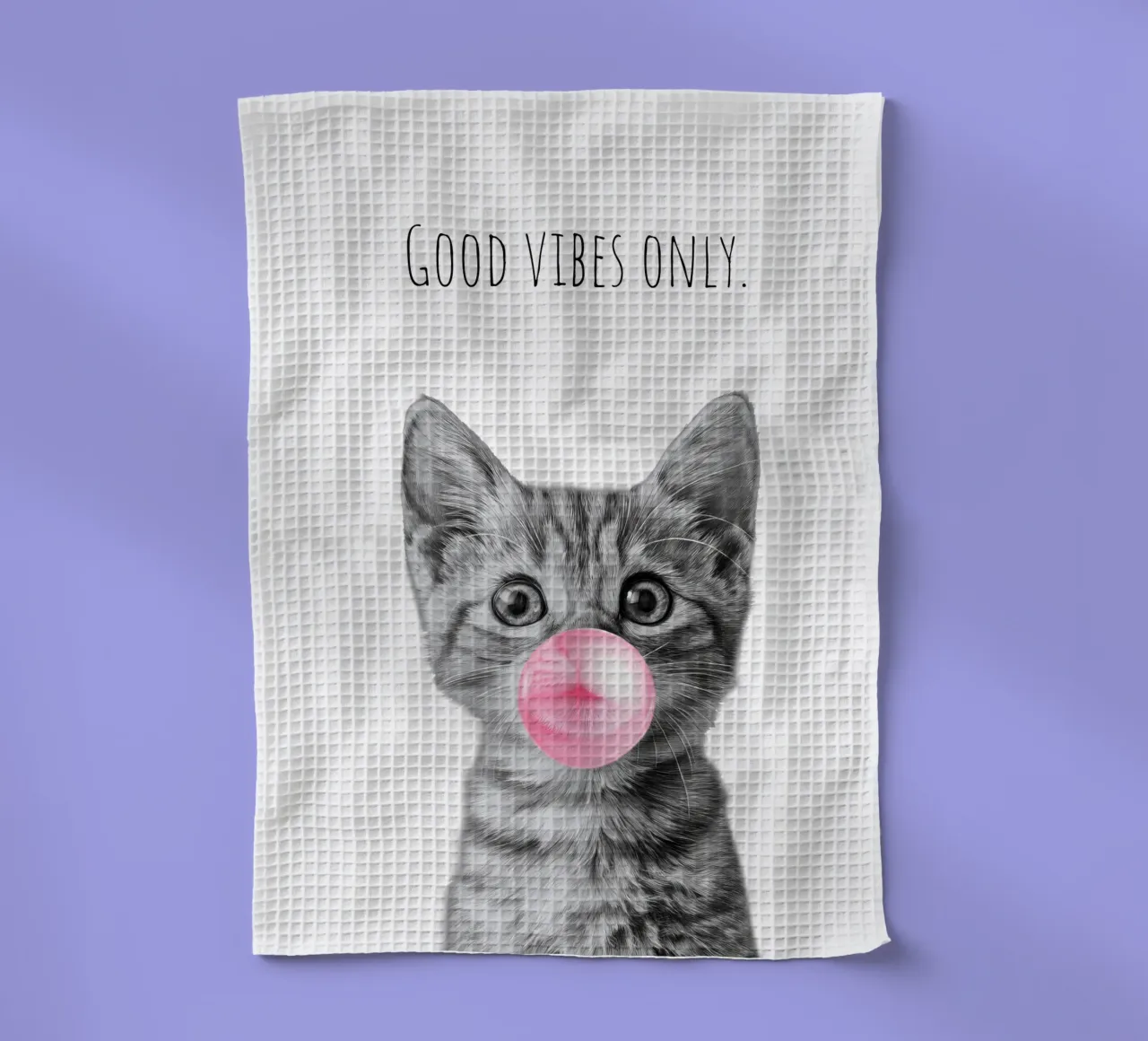 Cool cat - Good Vibes Only - rosa canovaccio da cucina da Melanie Viola