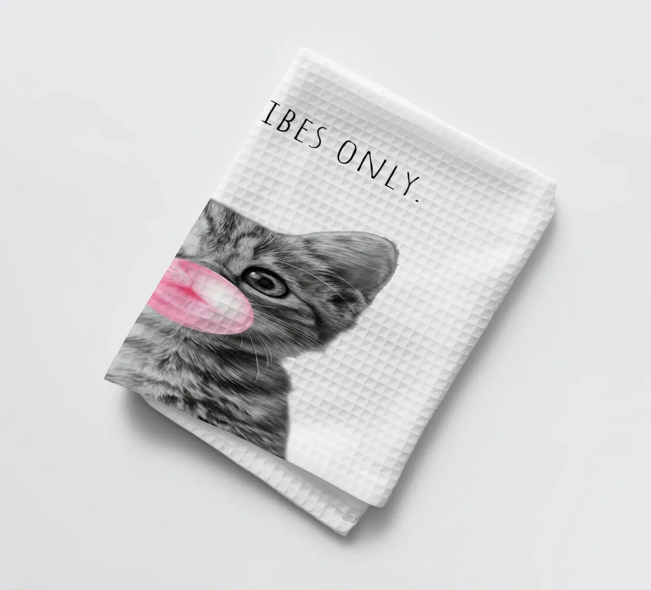 Cool cat - Good Vibes Only - rosa canovaccio da cucina da Melanie Viola