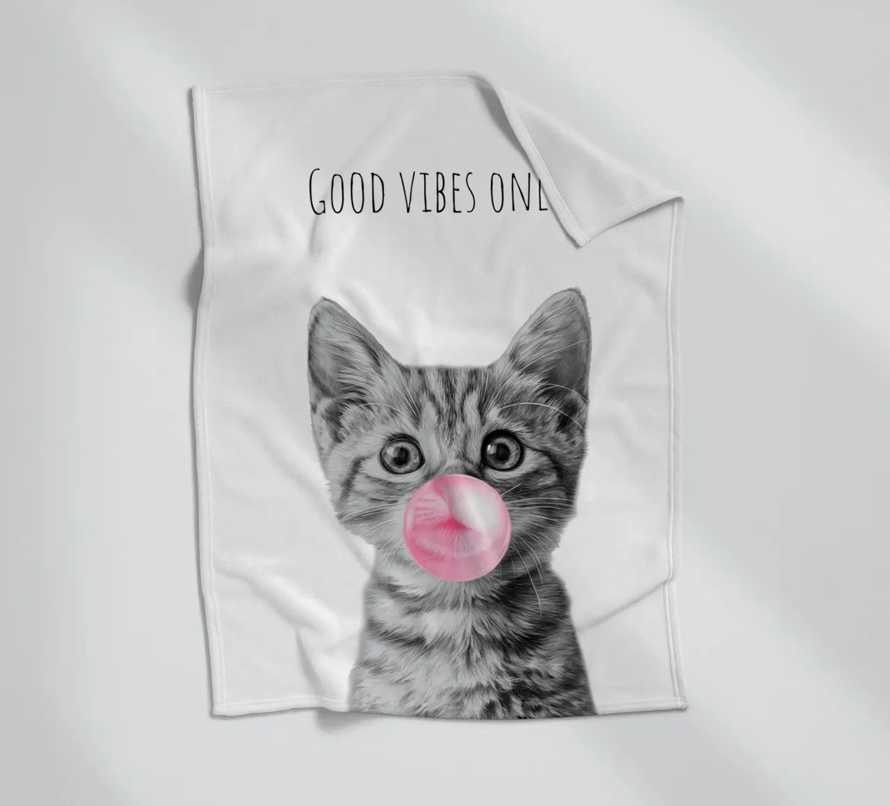 Cool cat - Good Vibes Only - rosa coperta in pile da Melanie Viola