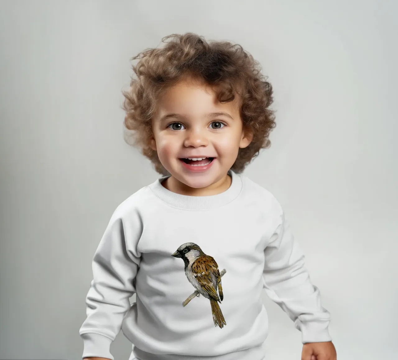 Dibujo a tinta de color de gorrión común sudadera de bebé de BwiseLizzy