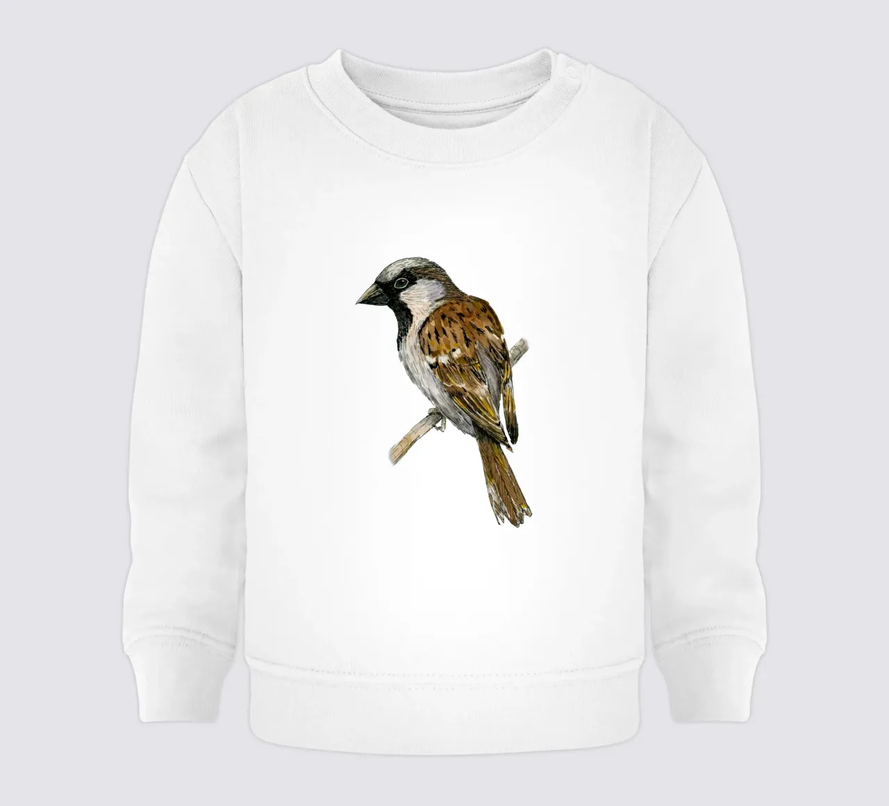 Dibujo a tinta de color de gorrión común sudadera de bebé de BwiseLizzy