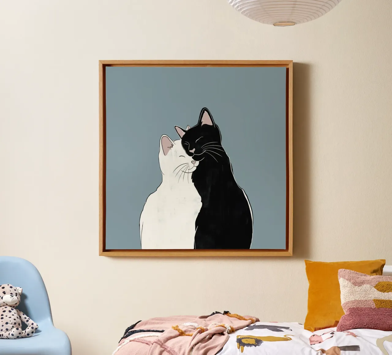 Amore di gatto tela con Cornice a cassetta da Orara Studio
