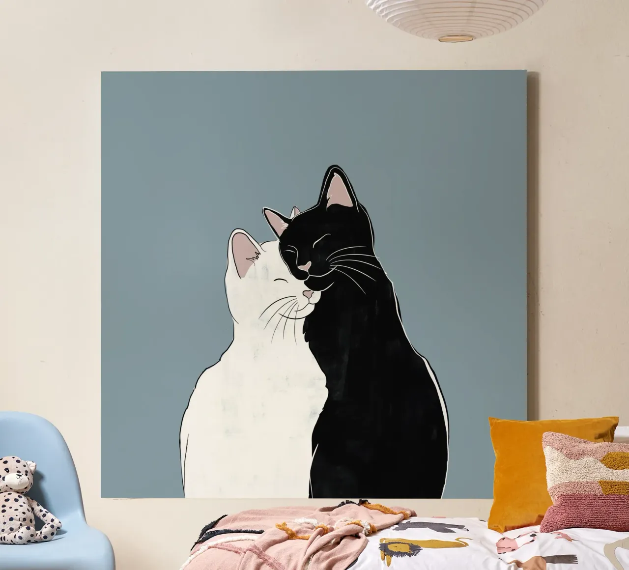 Amore di gatto tela con Cornice a cassetta da Orara Studio