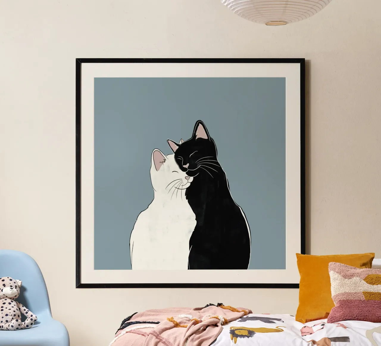 Amore di gatto poster con telaio in plastica da Orara Studio