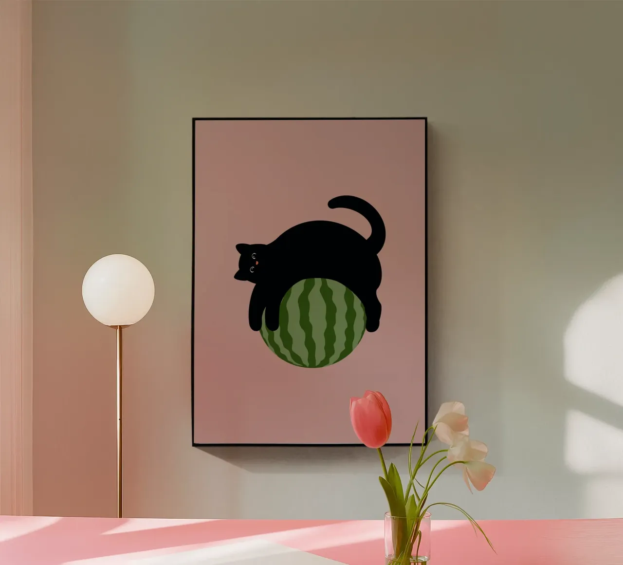 Chat sur pastèque plexiglas de Orara Studio