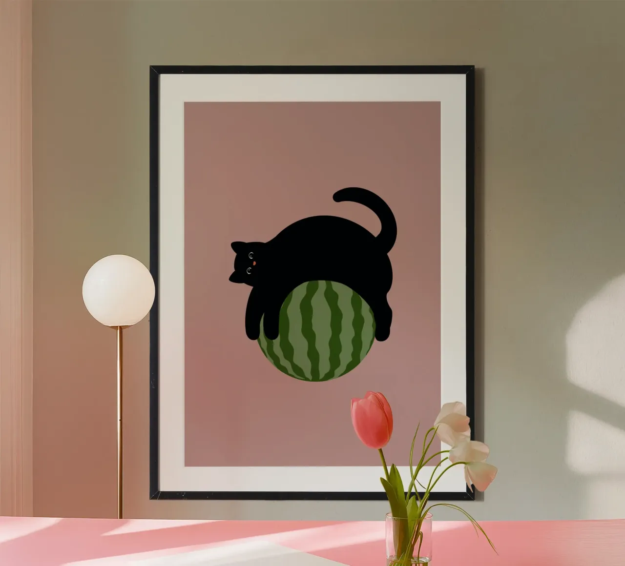 Chat sur pastèque poster de Orara Studio