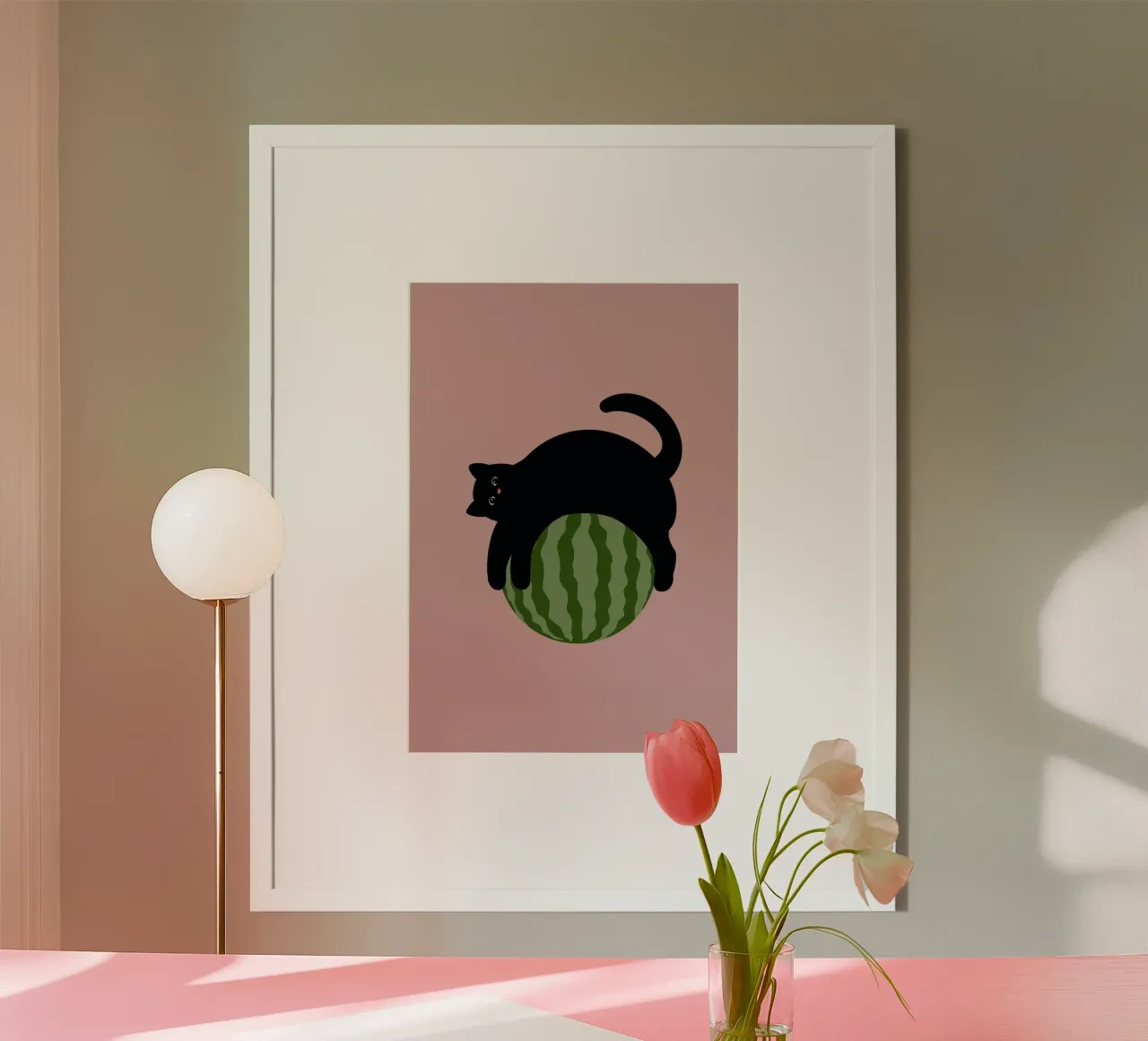 Chat sur pastèque poster de Orara Studio