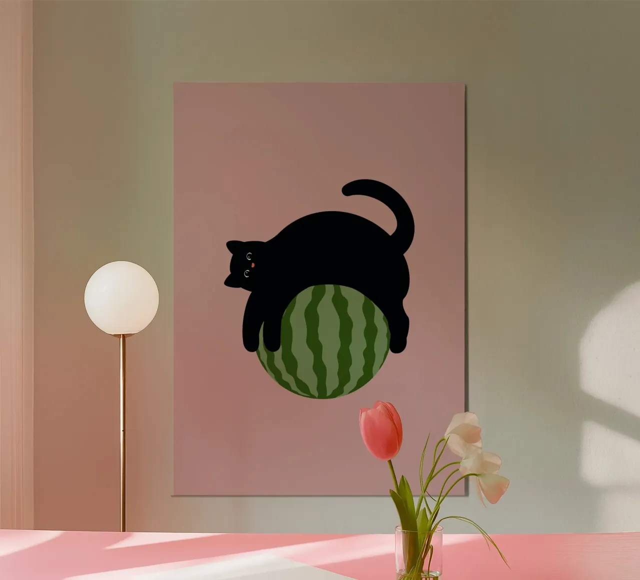 Chat sur pastèque poster de Orara Studio