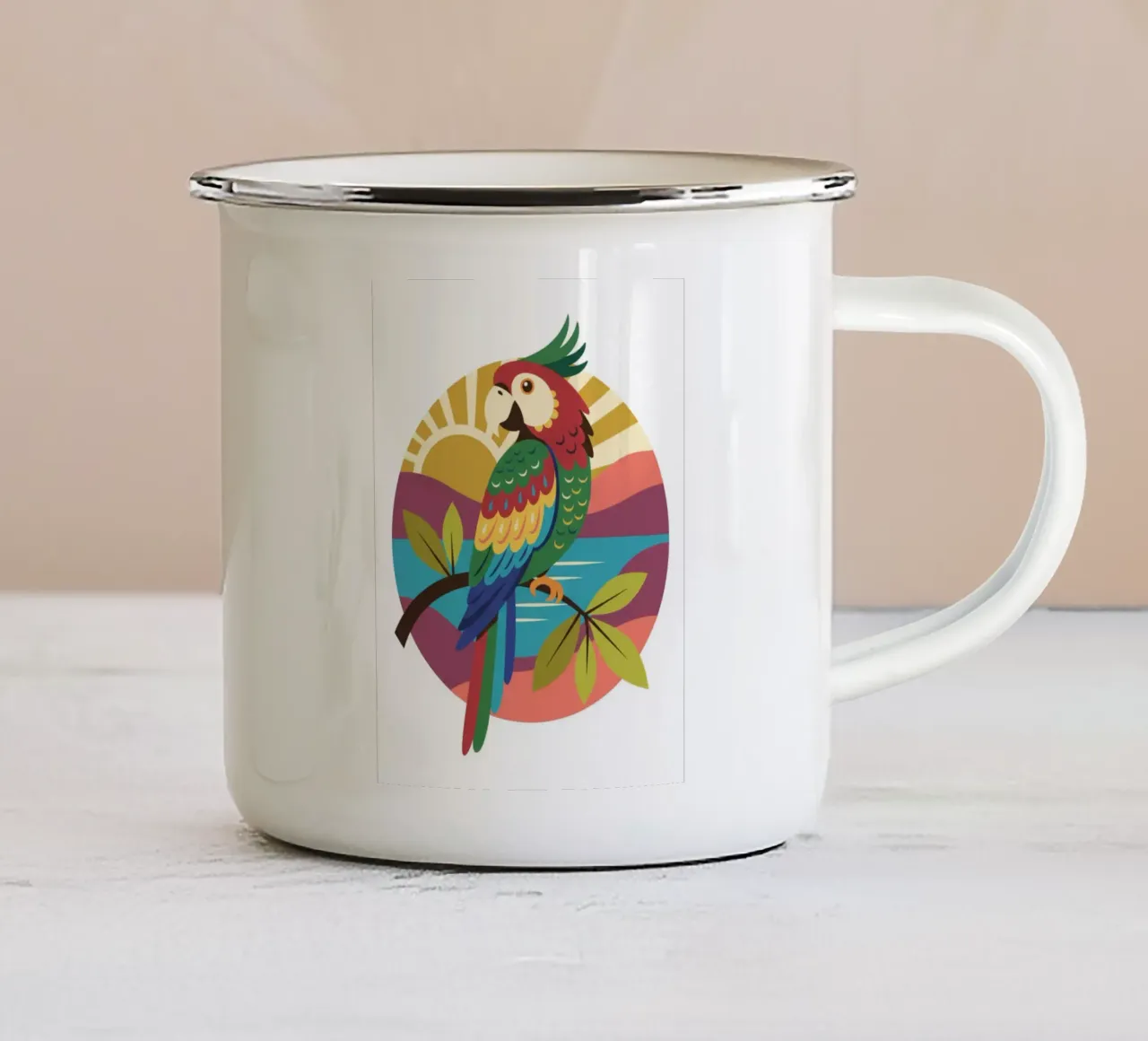 Uccello pappagallo tazza in smalto da Wild Life studio