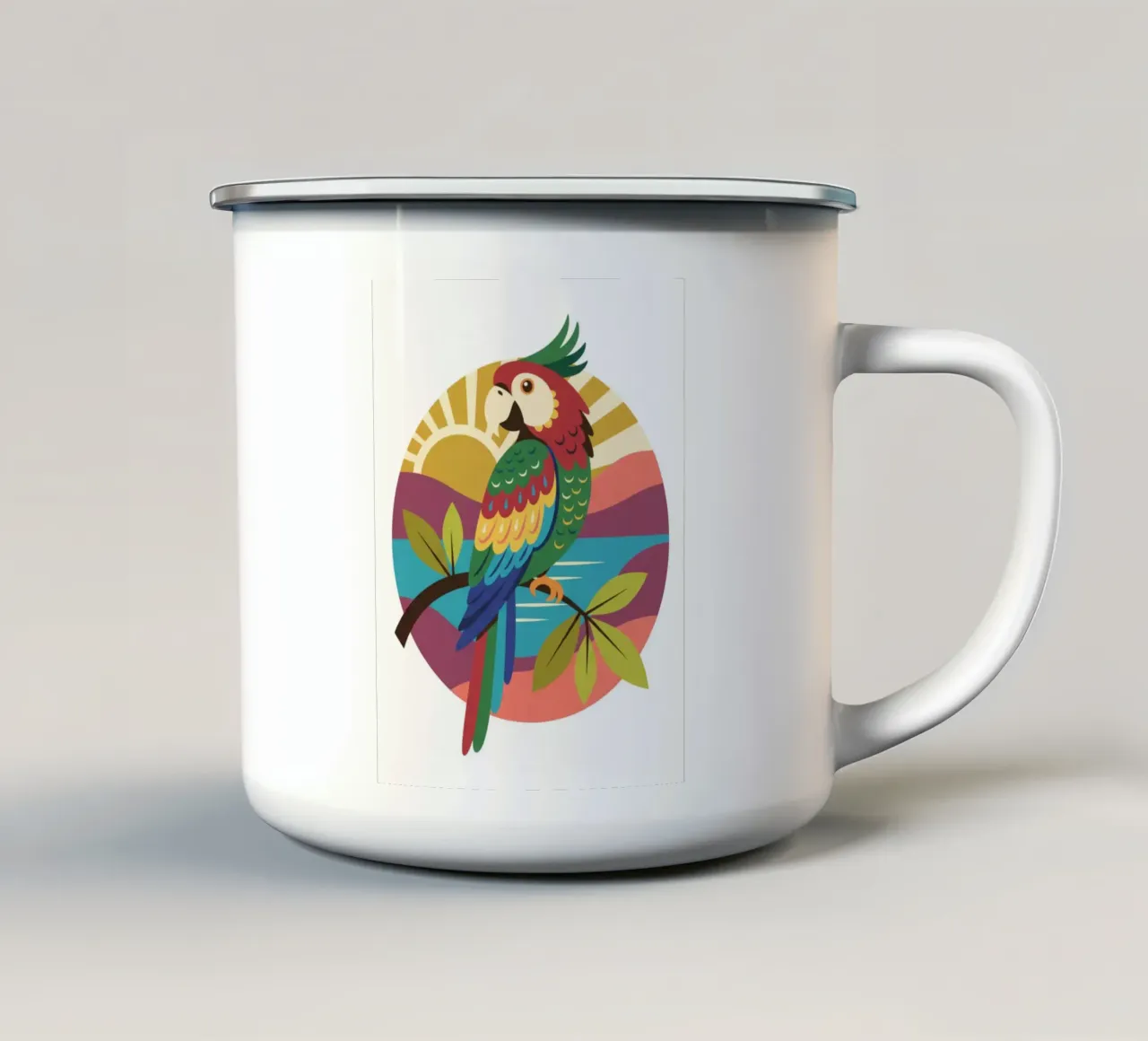 Uccello pappagallo tazza in smalto da Wild Life studio