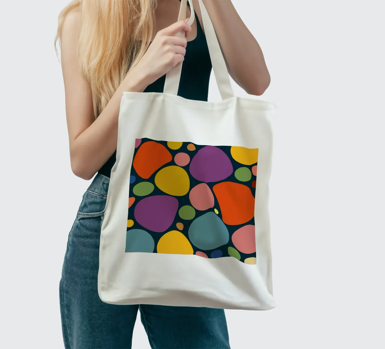 Mid-century Pop-Art Inspired Abstract Pattern borsa in juta da good-vibes