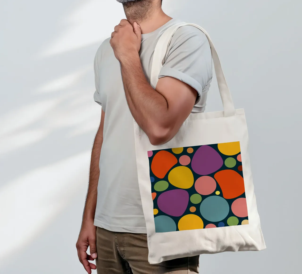 Mid-century Pop-Art Inspired Abstract Pattern borsa in juta da good-vibes
