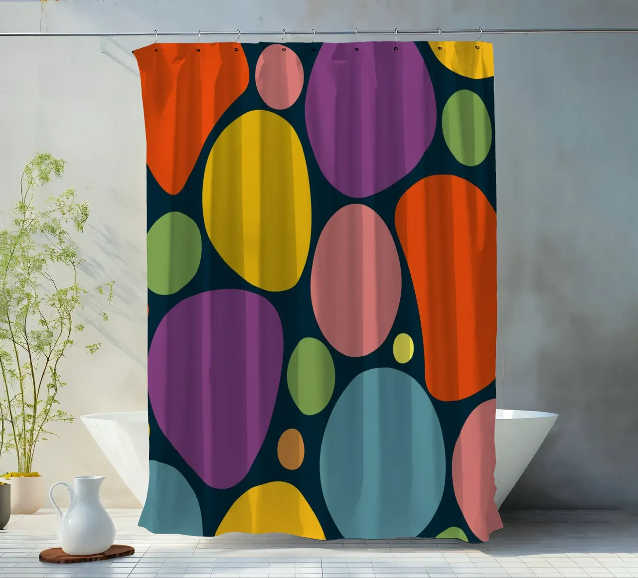 Mid-century Pop-Art Inspired Abstract Pattern tenda da doccia da good-vibes