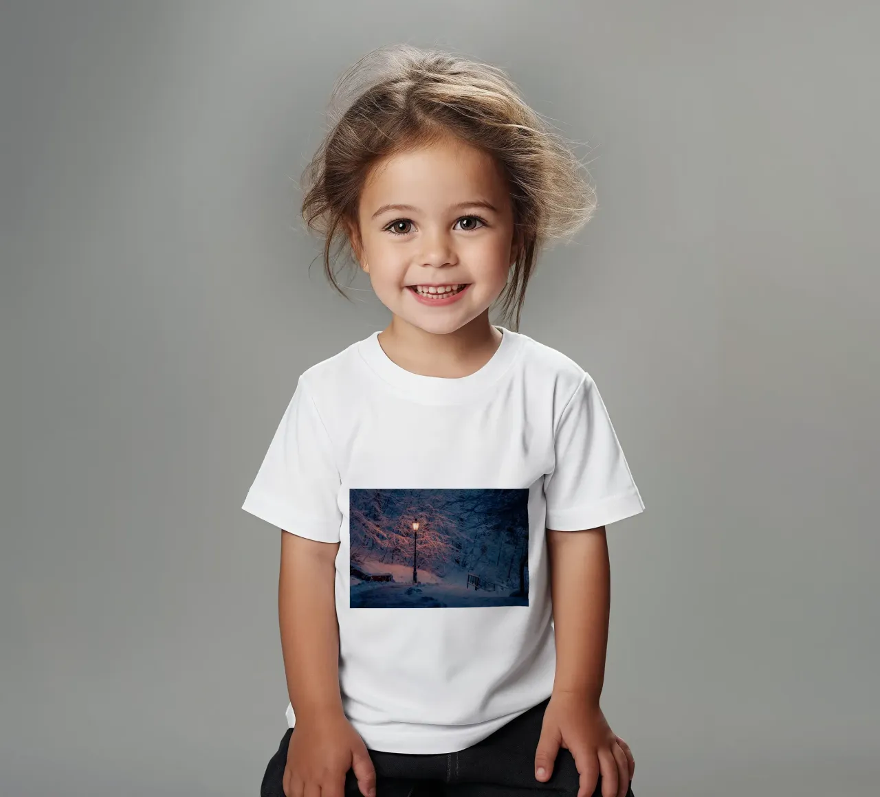 Winter Night Lantern kids t-shirt by Marcel Bisig
