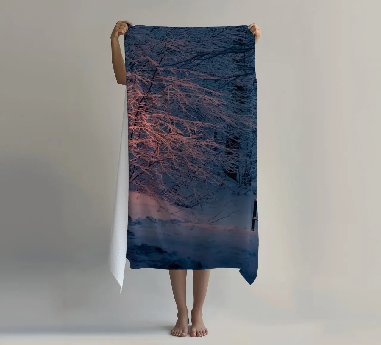 Winteravond lantaarn strandhanddoek van Marcel Bisig
