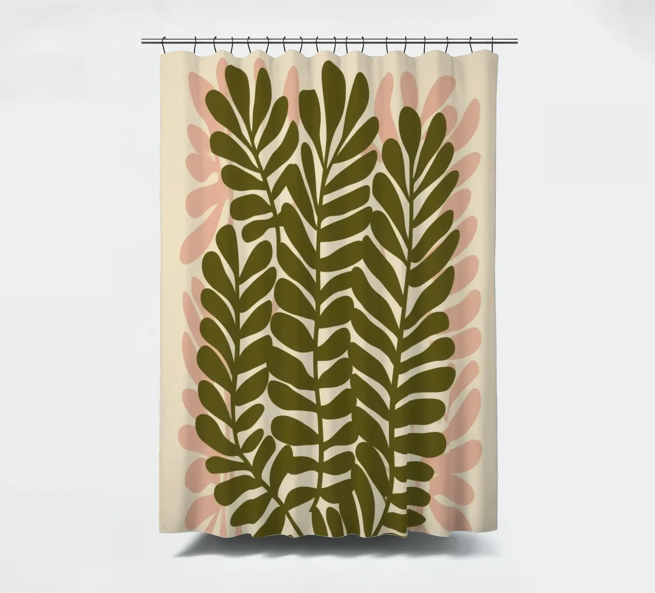 Dialogue of ferns | Green meets pink shower curtain by Autofocus