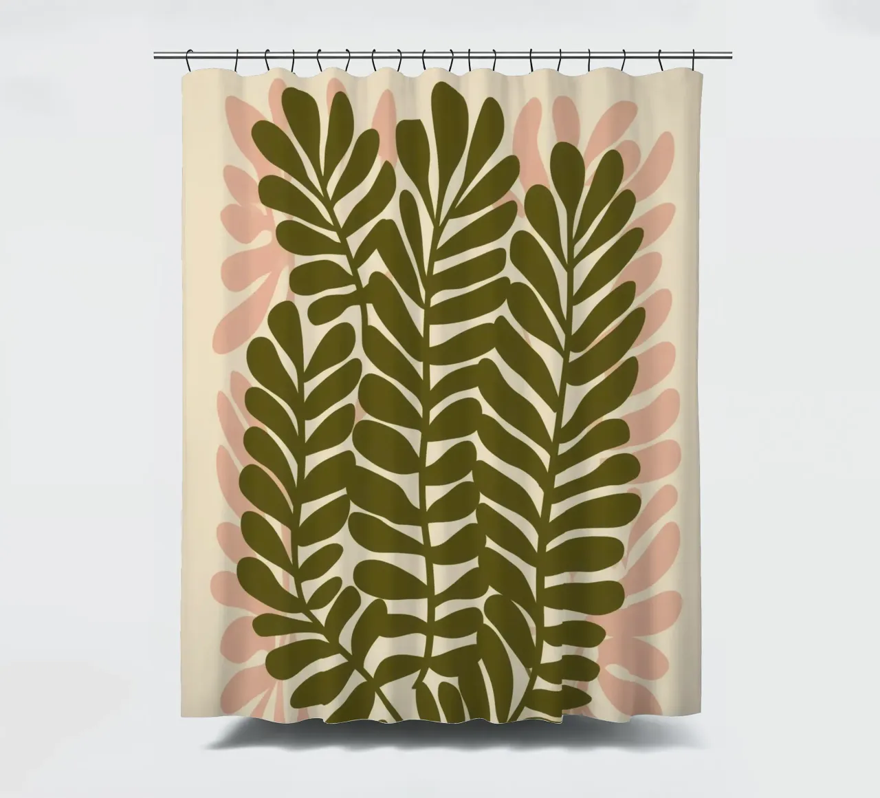 Dialogue of ferns | Green meets pink shower curtain by Autofocus