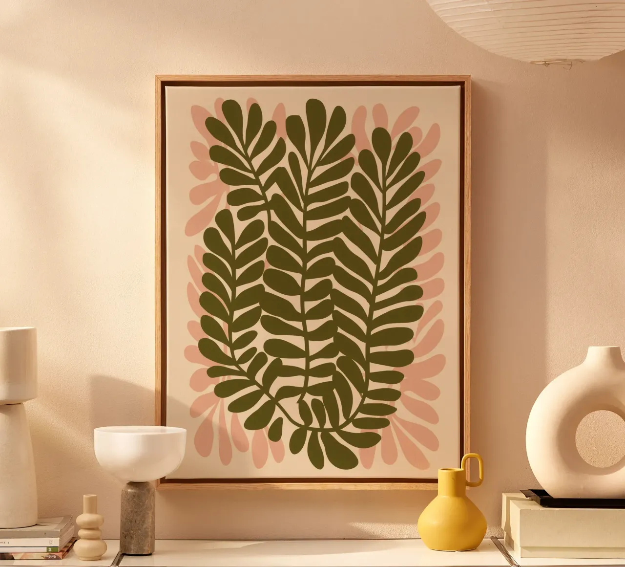 Dialogue of ferns | Green meets pink canvas by Autofocus