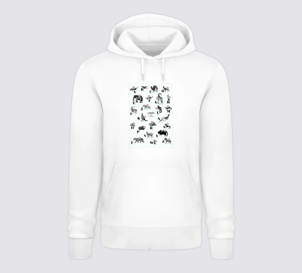 alphabet of mammals, animal ABC hoodie by The True Type