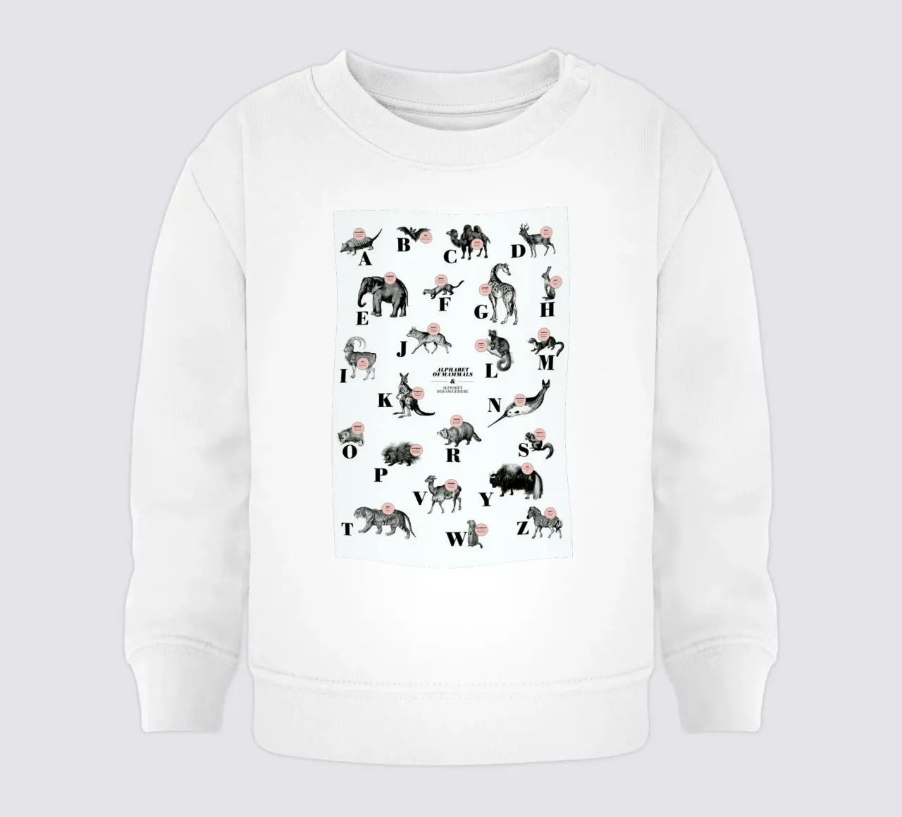 alphabet of mammals, animal ABC felpa neonato da The True Type