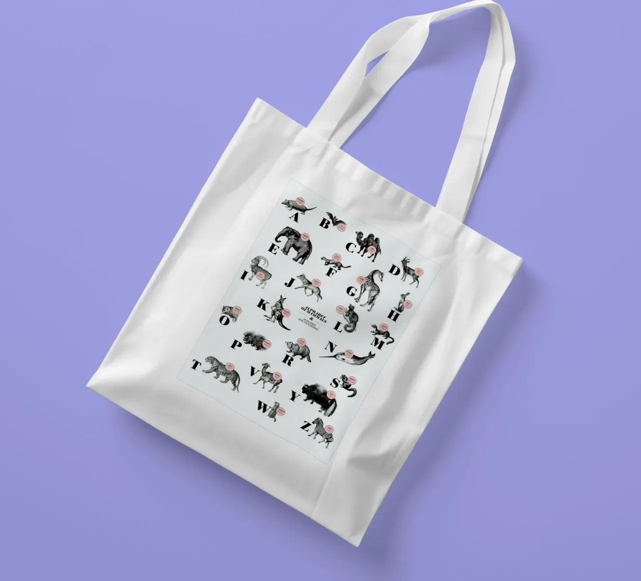 alphabet of mammals, animal ABC borsa in juta da The True Type