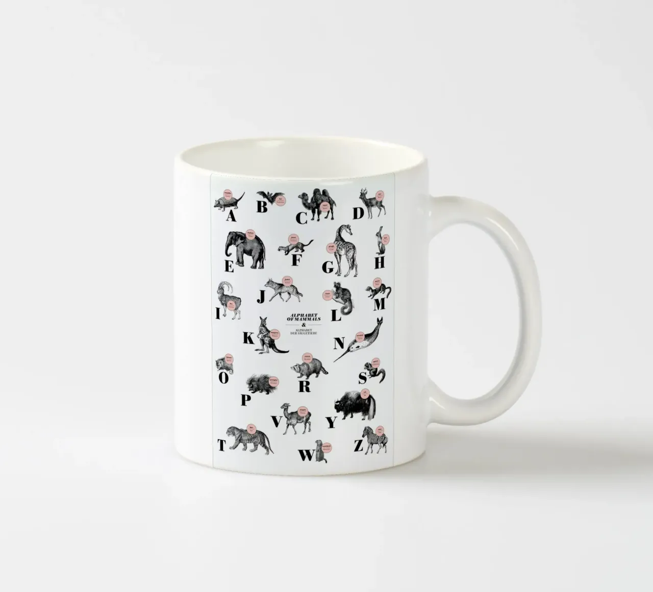 alphabet of mammals, animal ABC tazza in ceramica da The True Type